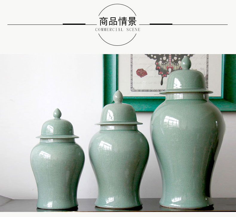 Jingdezhen ice cracked piece of ceramic glaze decoration storage pot home furnishing articles jade bottle business hall