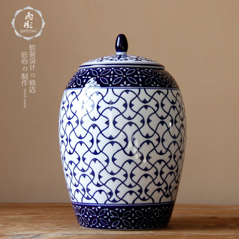 The rain tong home | classic blue and white porcelain of jingdezhen ceramics with cover furnishing articles sitting room porch decoration porcelain storage tank