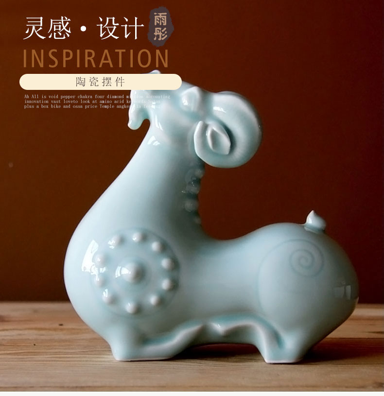 Rain tong home | shadow celadon porcelain manually longevity sheep home home home act the role ofing auspicious place jingdezhen porcelain manually