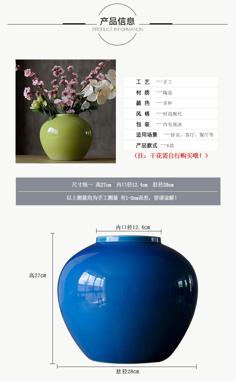 Sitting room booking with jingdezhen creative manual a bigger modern decoration decoration ceramic dry flower flower vase