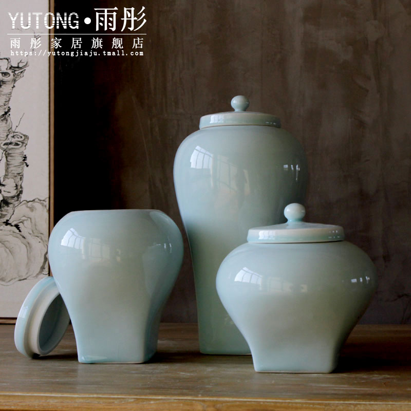 Rain tong home | jingdezhen ceramics gold - plated shadow green contracted home furnishing articles furnishing articles sitting room porch decoration vase
