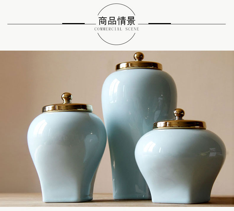 Rain tong home | jingdezhen ceramics gold - plated shadow green contracted home furnishing articles furnishing articles sitting room porch decoration vase