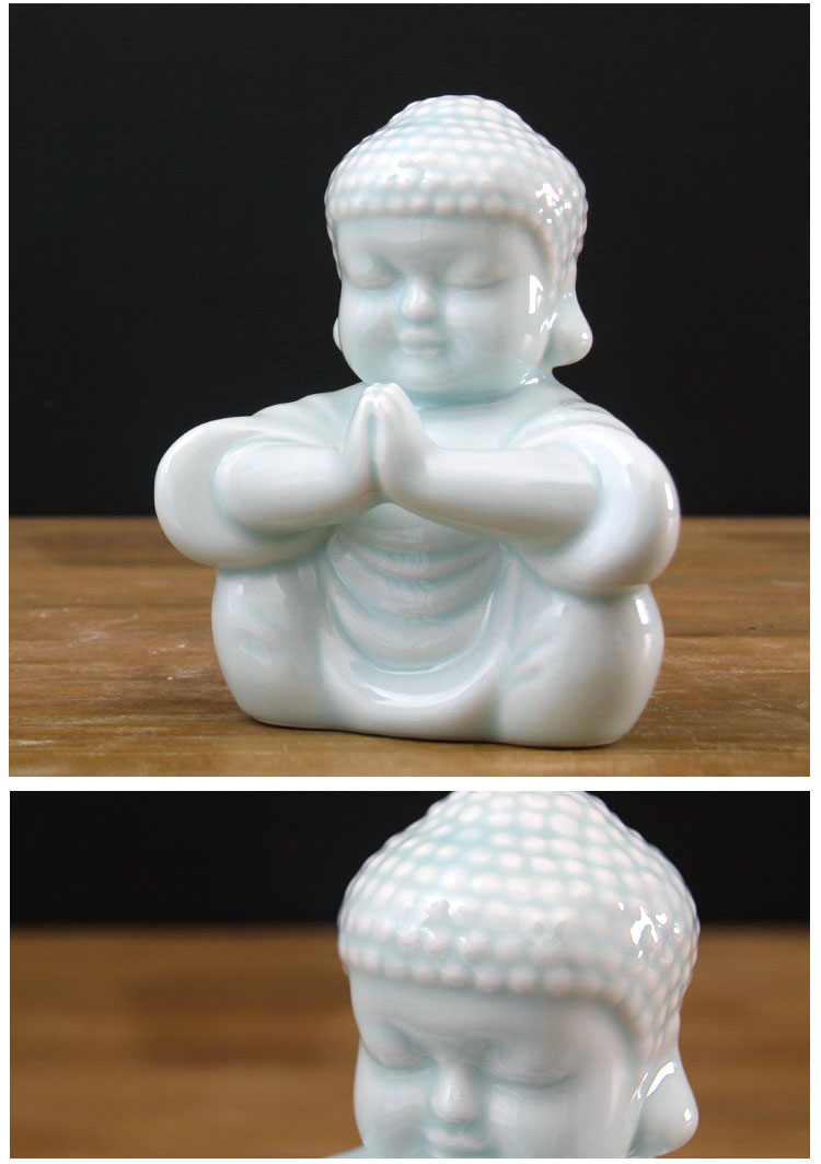 Jingdezhen Chinese manual shadow celadon of Buddha decoration ceramics furnishing articles [making porcelain decoration hand] praise f express little Buddha