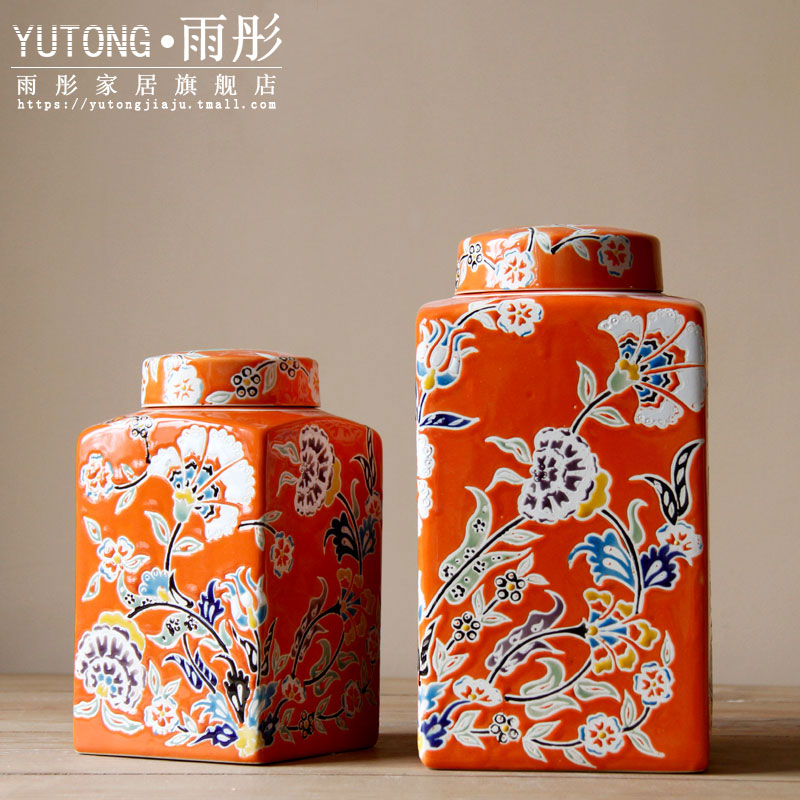 Europe type restoring ancient ways is antique hand - made ceramic square tank mesa place storage jar jar bottles of rural household ornaments