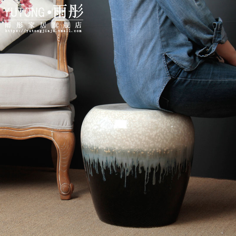 Jingdezhen ceramic furnishing articles of new Chinese style drum who round gradients cold pier sitting room sofa tea table dressing table who