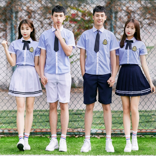 Форма, комплект для школьников, летняя студенческая юбка в складку, в корейском стиле