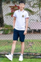 Мужские чистые белые бусины, хлопчатобумажная лайка+тибетские зеленые шорты