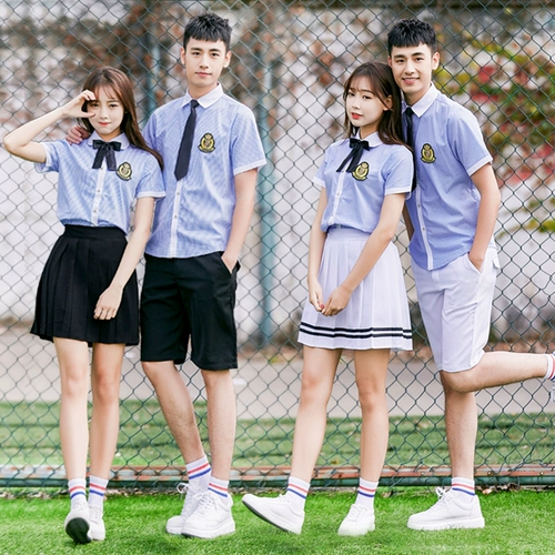 Форма, комплект для школьников, летняя студенческая юбка в складку, в корейском стиле