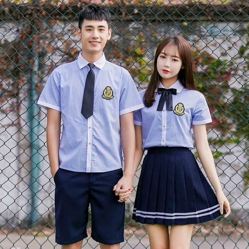 Форма, комплект для школьников, летняя студенческая юбка в складку, в корейском стиле