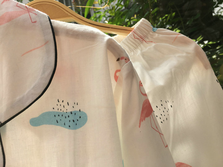 100% cotton cotton vài bộ đồ ngủ cotton dệt tay dài tay đặt nam và nữ ngắn tay phục vụ nhà mùa xuân và mùa hè mỏng áo ngủ sexy 