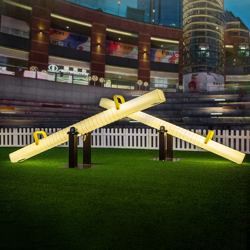 Outdoor glowing seesaw mall double net red parent-child activity props LED square park children's seesaw