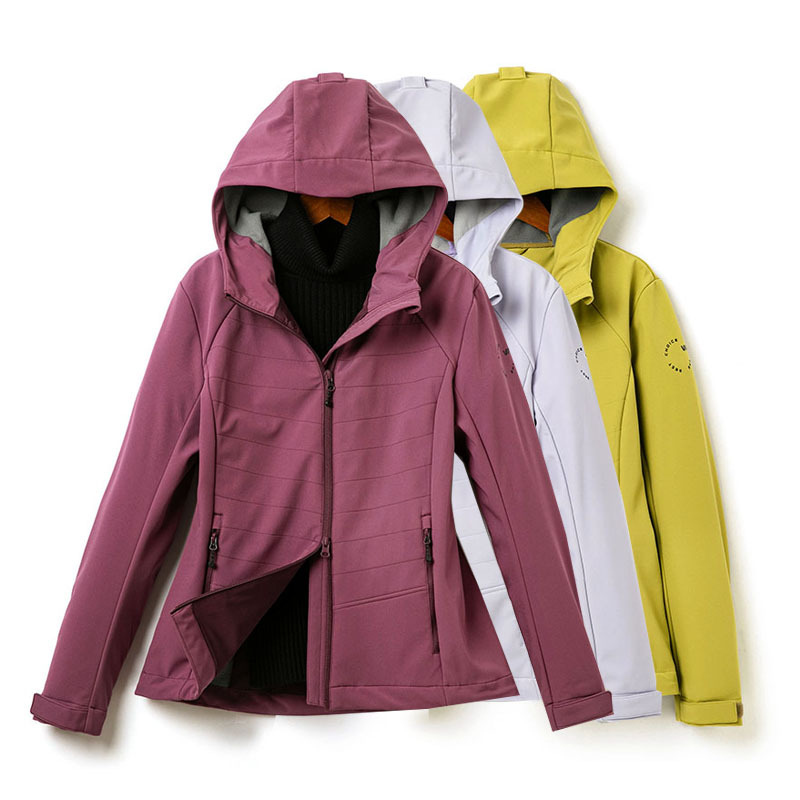 Women's Hooded Softshell Jacket with Fleece Lining, Warm, Windproof and Waterproof, Outdoor Sports Jacket, New Spring Style
