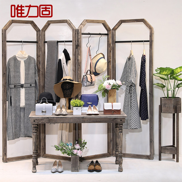 Weiligu clothing store display stand floor-to-ceiling selling clothes shelf display stand screen window Nakajima clothing rack