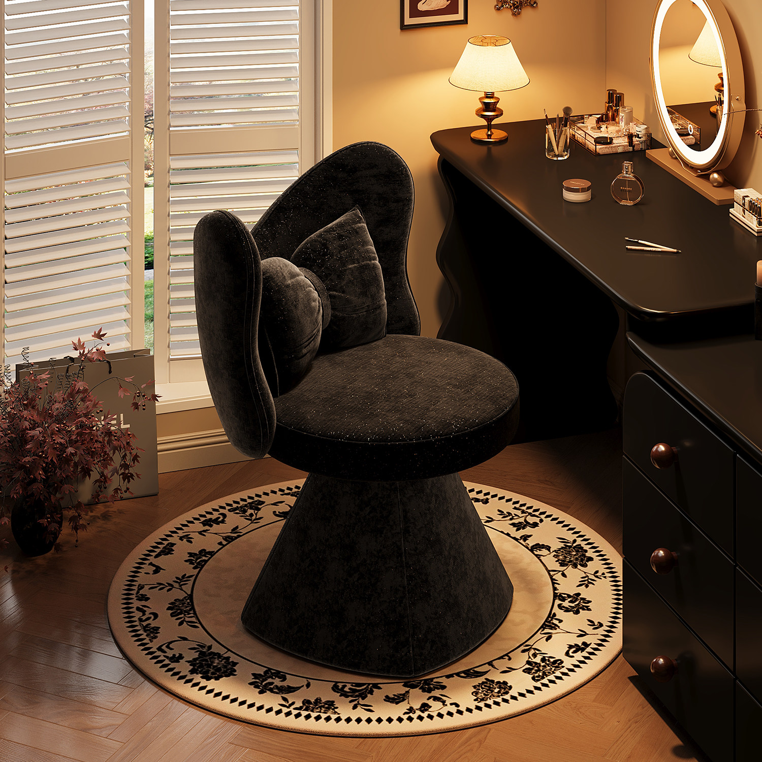 Легкий роскошный стул для макияжа, туалетный столик для спальни девочек, туалетный стул для гардеробной, специальная спинка, вращающийся стул для макияжа в виде бабочки