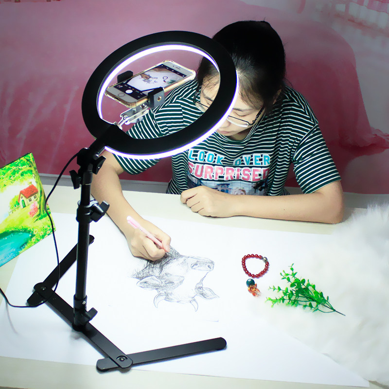 Mobile phone shoot bracket desktop 360 rotating nail food handmade jitter selfie video Taobao live with class teaching painting writing out of the box recording equipment