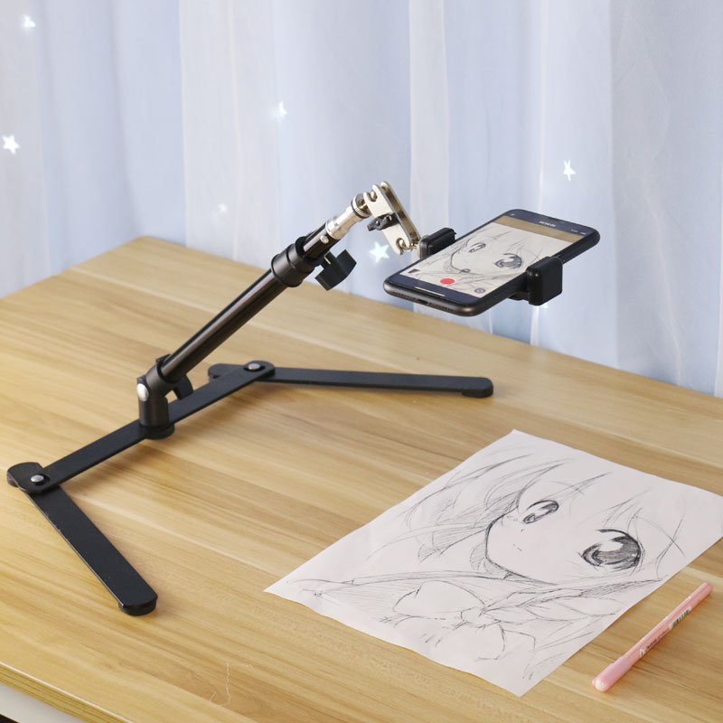 Mobile phone dive stand Desktop live shooting Mobile phone stand Fill light video Calligraphy writing teaching Net class Painting food Out of the box scanning video Shaking sound Multi-function portable support frame equipment