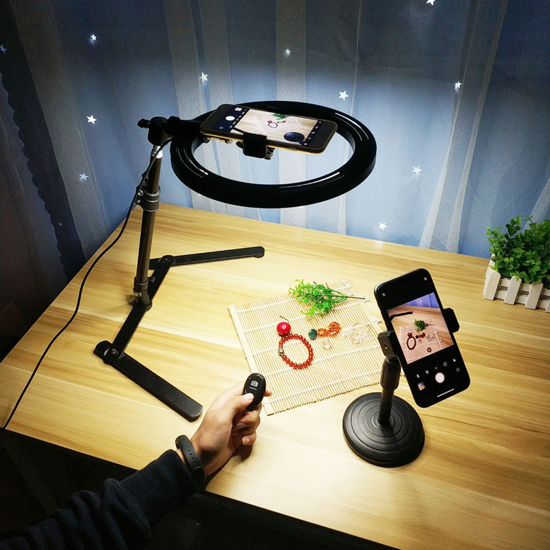 Mobile phone pushback live bracket with tonic light lamp desktop shooting Shake Soundnet Red Anchor Professional Vlog Bracket Equipment Full of lazy people Slap Light Food Video New Fumble Universal 360 Rotation