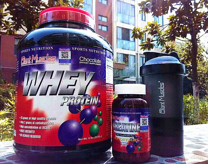 Free Shipping on Giant Protein Powder Pure Whey Protein 5 Lbs, Includes Creatine or L-Carnitine, and Comes with a Shaker Cup