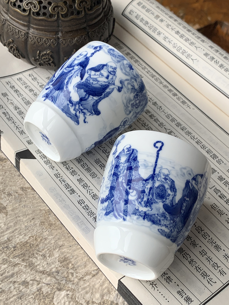 Jingdezhen nine wonderful hand burn hand - made porcelain nine paragraphs 18 arhats mould cup of a cup of tea cups