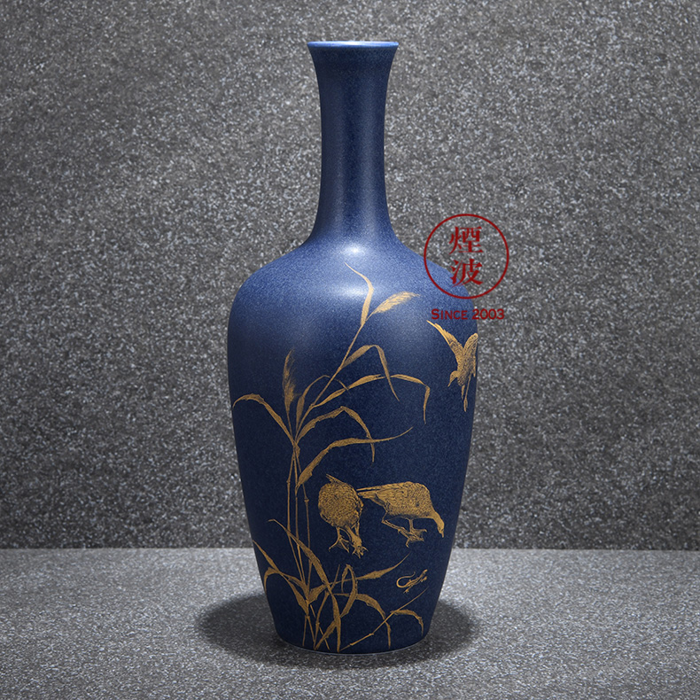 Those jingdezhen nine burn fuels the bluestar glaze wonderful hand burnt work reed pond was the qing shadow vases, flower implement