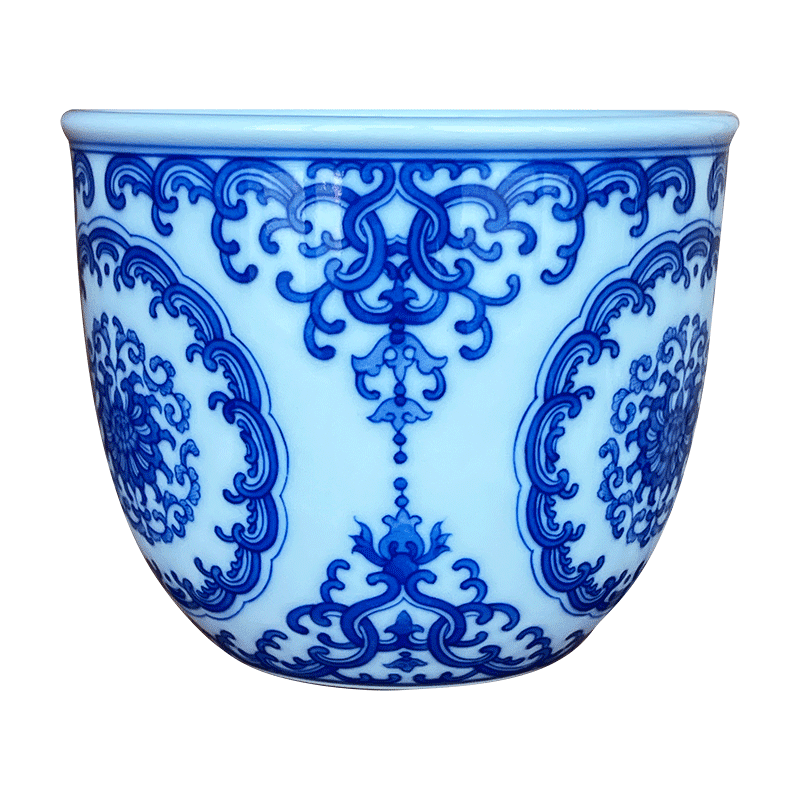 Jingdezhen sleep mountain hidden up reward Jane with imitation clear blue treasure flowers cylinder cups of tea cups
