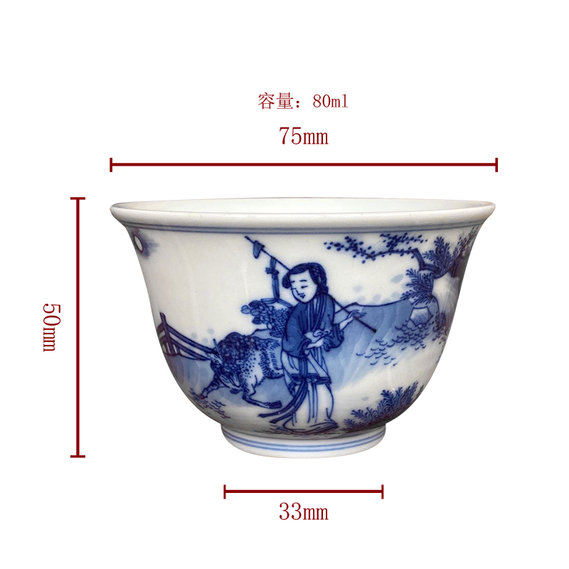 Com.lowagie.text.paragraph made hand - made of blue and white porcelain of jingdezhen lesser RuanDingRong lesser mago life of sample tea cup tea cups