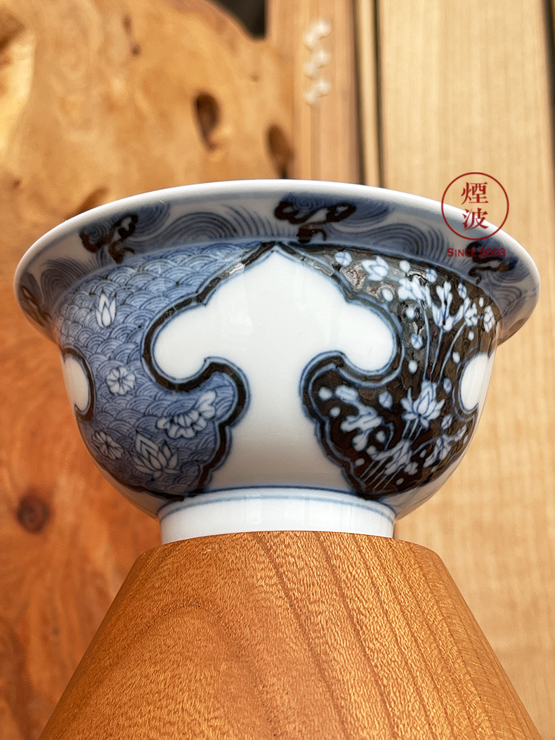 Jingdezhen sleep mountain hidden up reform movement of blue - and - white ruyi lotus pattern sample tea cup tea cups