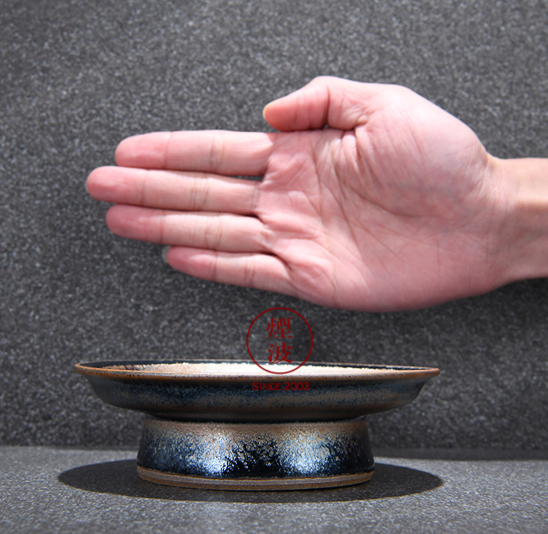 Japanese pottery master expedition just dazzle crystal droplets temmoku glaze tower of dish pot pot bearing snack tray