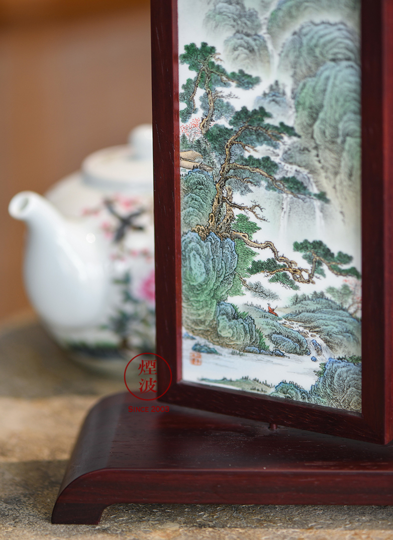 Jingdezhen nine calcinations hand - made famille rose porcelain wonderful hand write four seasons scenery desktop screen furnishing articles