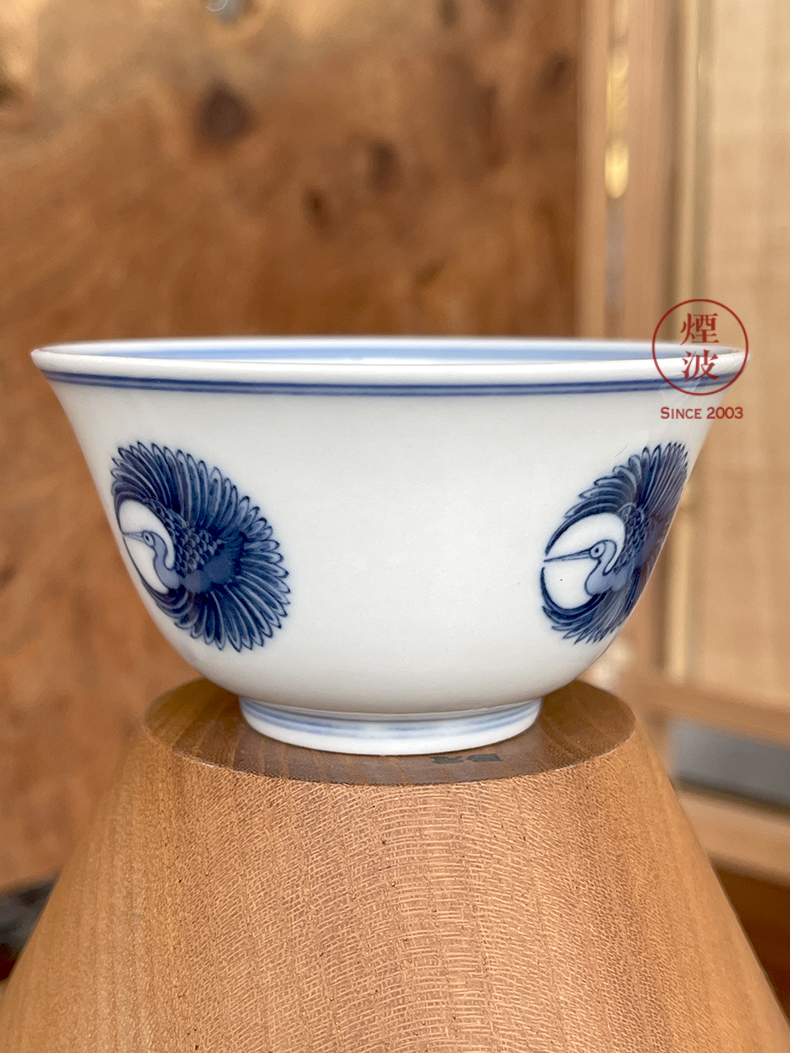 Jingdezhen lesser RuanDingRong made lesser mass of crane, grain cup sample tea cup drawing