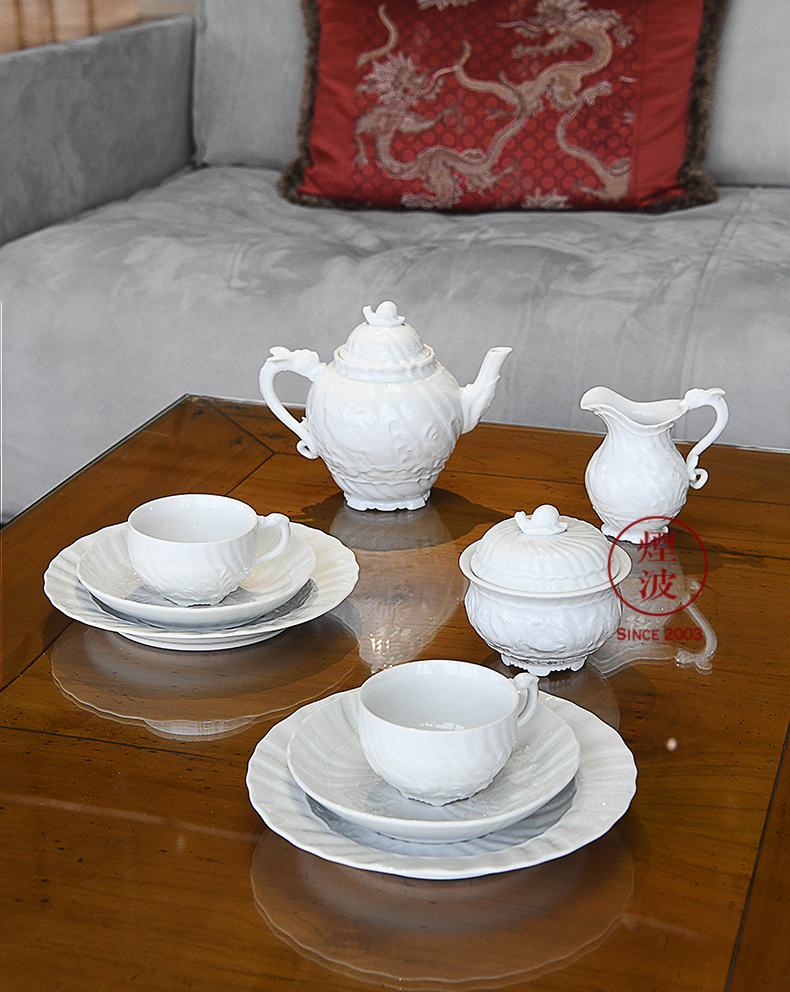 German MEISSEN porcelain mason pure white swan, embossed series coffee tea cups and saucers suits for