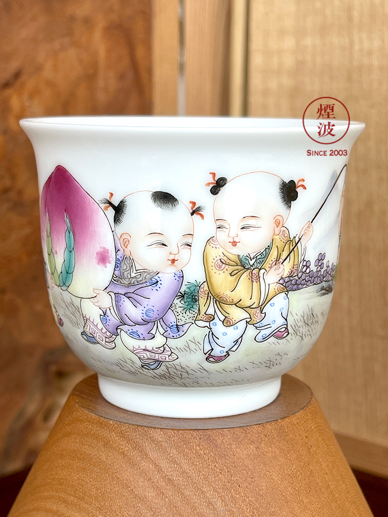 Jingdezhen spring auspicious jade Zou Jun up and colored enamel big head five of eight new system the lad yun long life long expressions using CPU