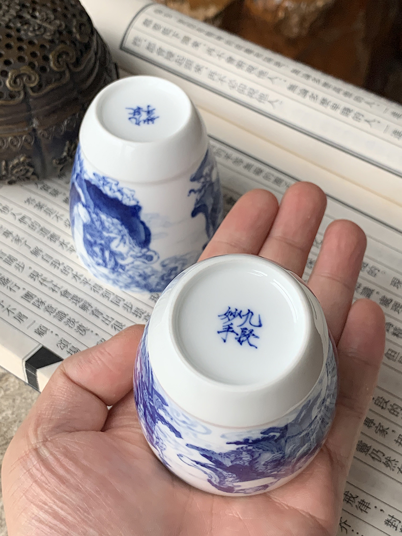 Jingdezhen nine wonderful hand burn hand - made porcelain nine paragraphs 18 arhats mould cup of a cup of tea cups