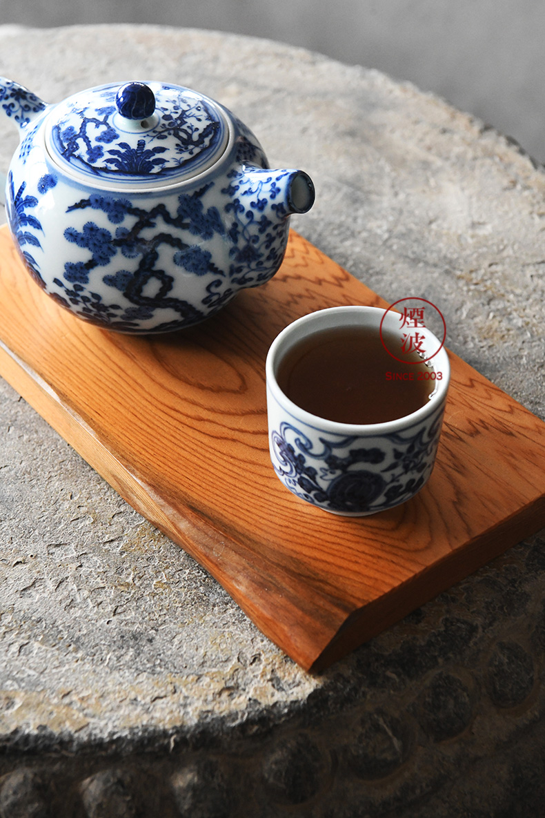 Hand - made imitation of yuan blue and white porcelain of jingdezhen g frequently hall window for fruit insect lines straight keller cup