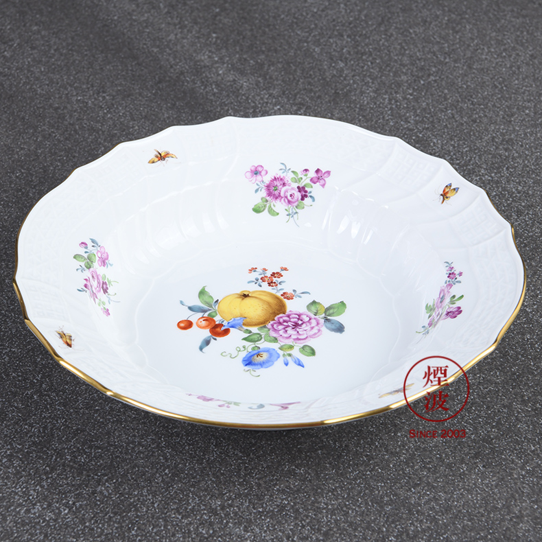 German mason MEISSEN porcelain new clipping paint color fruit flowers series plate deep dish bowl