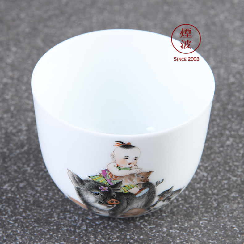 Those nine calcinations hand - made famille rose porcelain jingdezhen experienced painters set f coagulation cup pig chicken cylinder