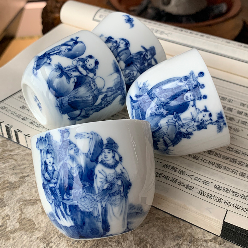 Jingdezhen nine wonderful hand burn hand - made porcelain nine paragraphs ferro, ShouXi cup qianlong chicken cylinder cup