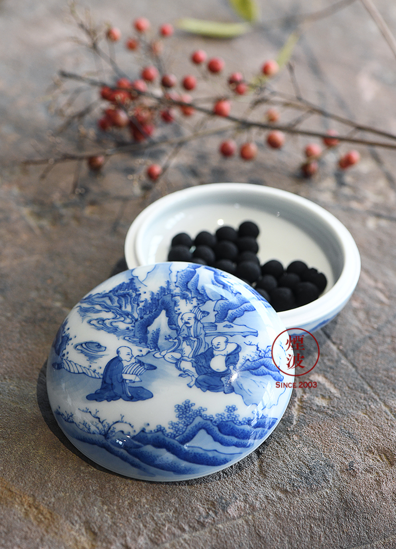 Jingdezhen made lesser collection with lesser RuanDingRong characters (the Buddha) inkpad box porcelain incense box