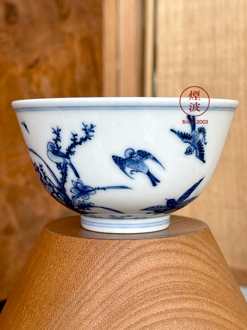 Jingdezhen lesser RuanDingRong made lesser rock peony orchid yan butterfly sample tea cup cup drawing