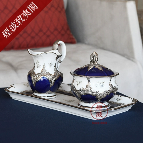 Германия Мейсен Мейсон Фарфор B-форма Royal Blue Platinum Rose Coffe