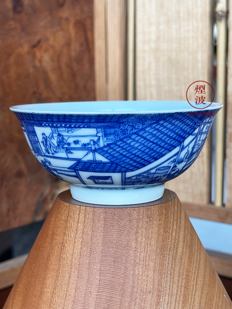 Jingdezhen sleep mountain hidden up to admire Jane with blue and white figure heavy porcelain manufacture mold figure keller cup