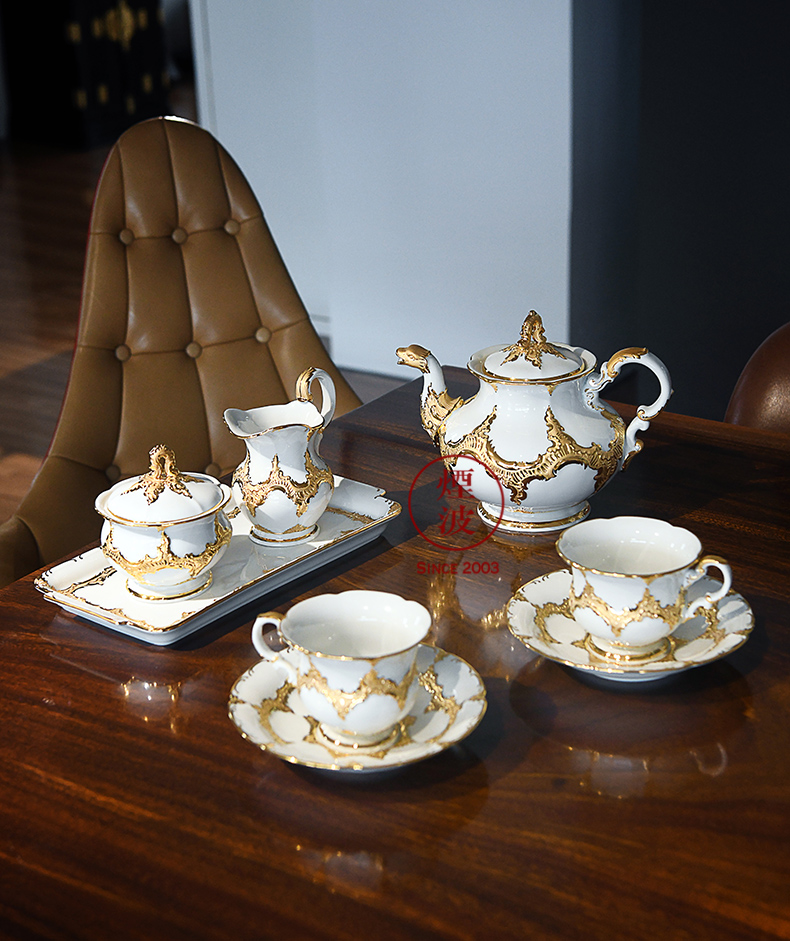 German mason MEISSEN porcelain - Form B series white paint cup teapot tea set