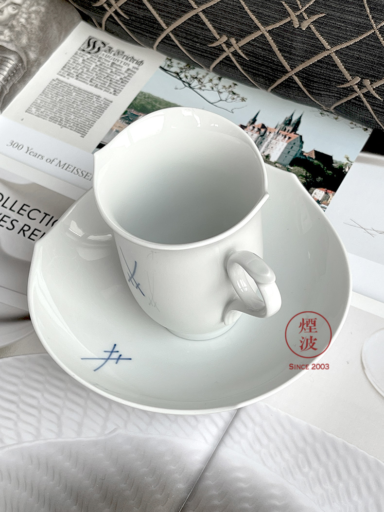German MEISSEN porcelain mason magic white blue waves shuangjian coffee cup cup dish in the afternoon