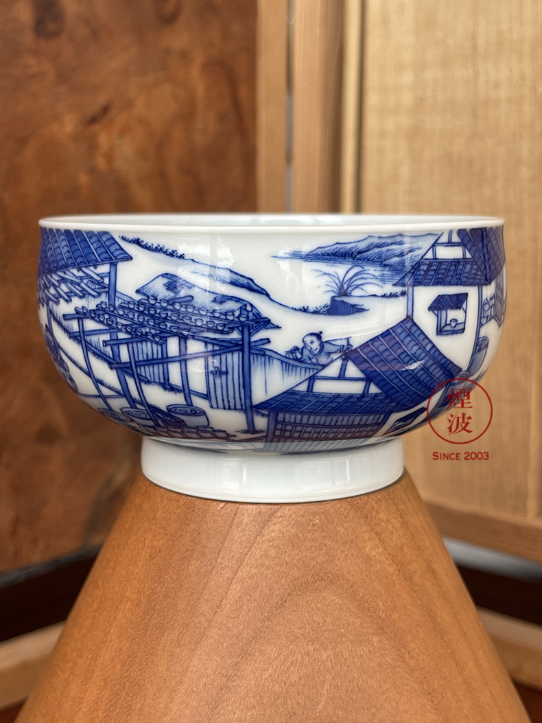 Jingdezhen sleep mountain hidden up to admire Jane with blue and white heavy porcelain making figure figure cylinder cup mold