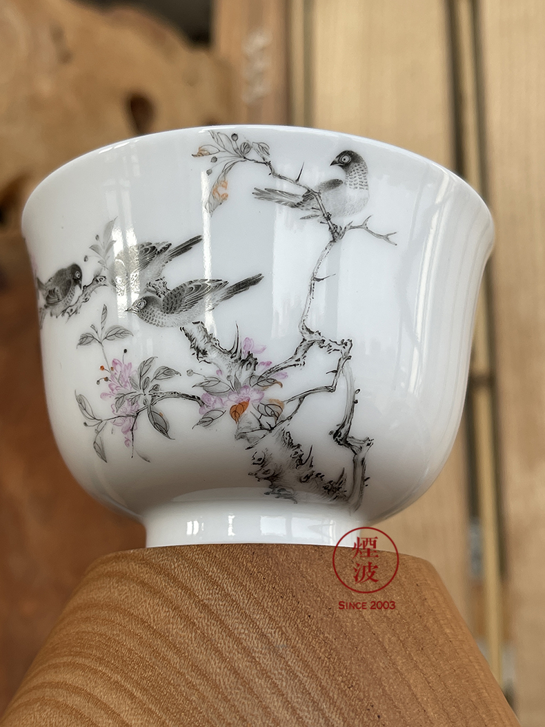 Jingdezhen nine calcinations hand - made color ink painters porcelain hand painting of flowers and keller cup sample tea cup