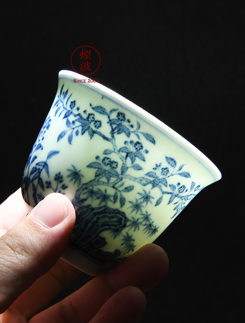 Those hidden up porcelain jingdezhen sleep mountain type of idle movement of spring scenery figure sample tea cup tea cups