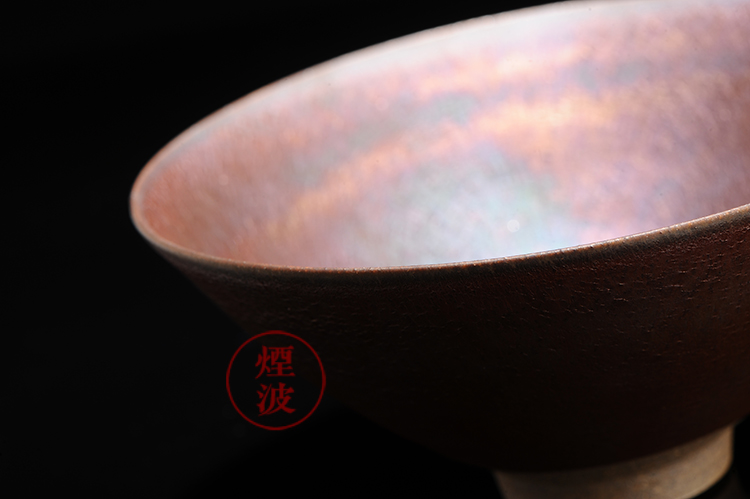 Japanese pottery master expedition just rainbow cloud droplets temmoku built a lamp that tea light cup sample tea cup