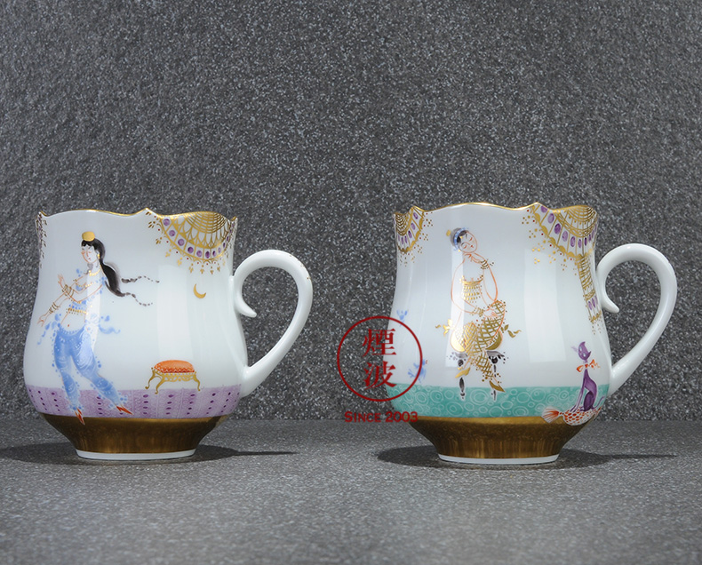 German mason MEISSEN porcelain cutting big one thousand nights gold - plated coffee pot cup suit group