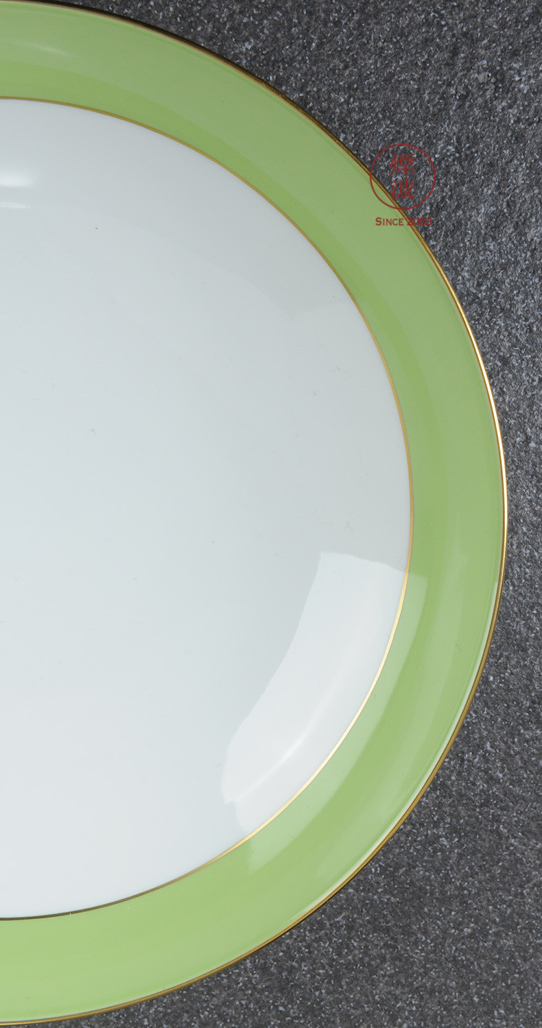 German mason MEISSEN porcelain Paris single glaze grass green paint continental plates deep plate of 225 mm