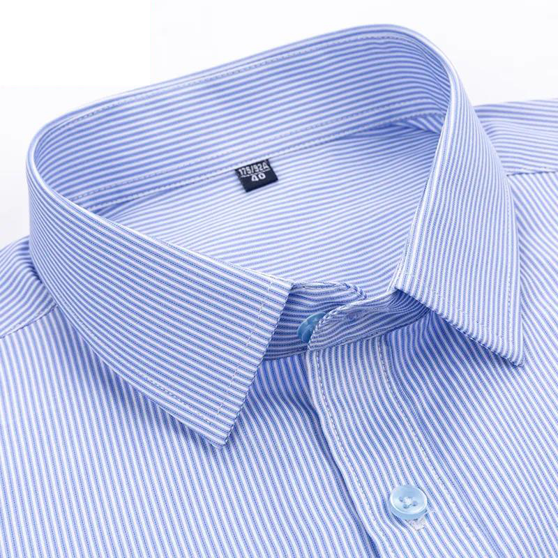 Summer High Cotton Striped Short-Sleeved Shirt for Men, Business Casual Long-Sleeved Shirt for Men, Loose-Fitting Dad-Style Plaid Half-Sleeve Shirt